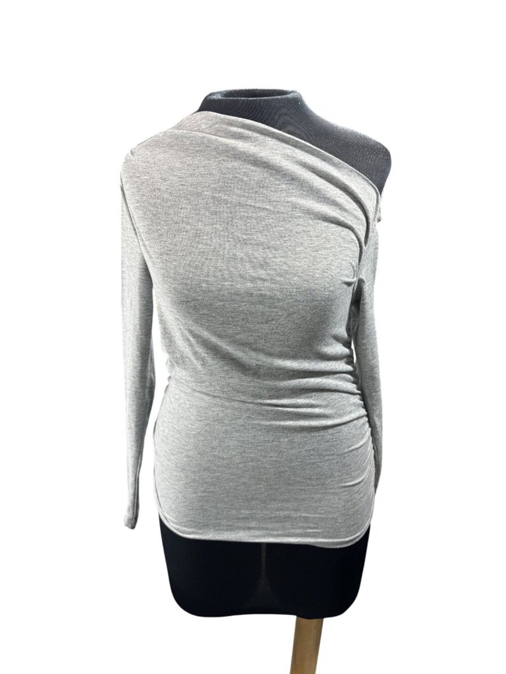 Asymmetrical Gray Long-Sleeve Shein Top With Draped Design Size Small Womens